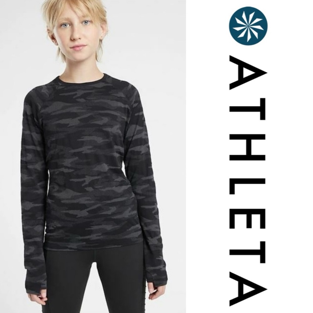 Athleta girl power up camo long sleeve active shirt